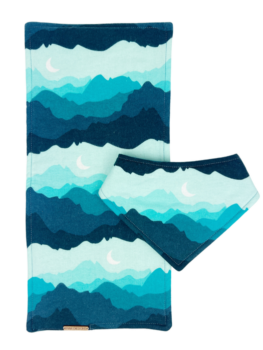 Blue Mountains Bib and Burp Cloth Set