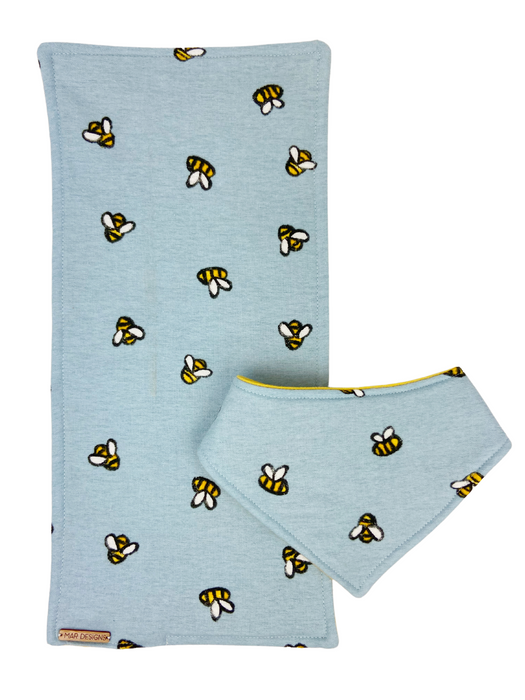 Neutral Honey Bees Bib and Burp Cloth Set