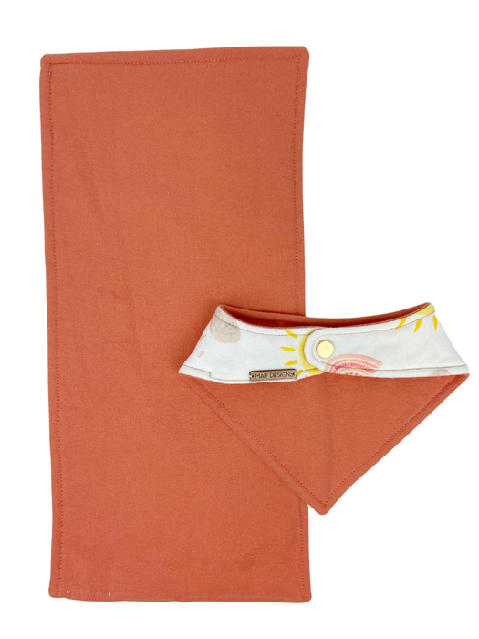 Orange Rainbow Bib and Burp Cloth Set